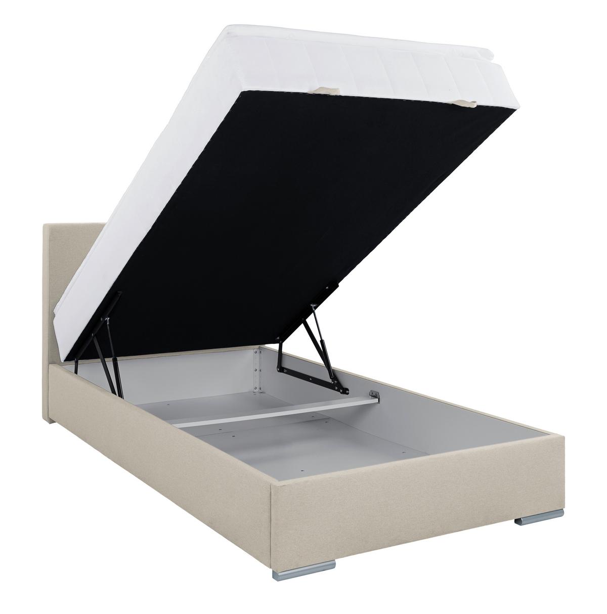 Polsterbett mit Matratze 120x200 Cosi Sandfarben - Sandfarben/Chromfarben, KONVENTIONELL, Holz/Textil (120/200cm)