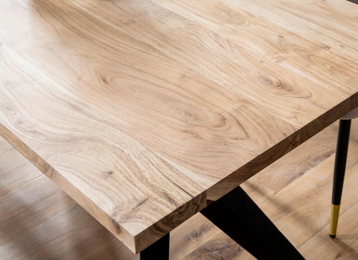 Schreibtisch Akaziefarben L: 180cm - Schwarz/Akaziefarben, Design, Holz/Metall (180/90/76cm) - Livetastic