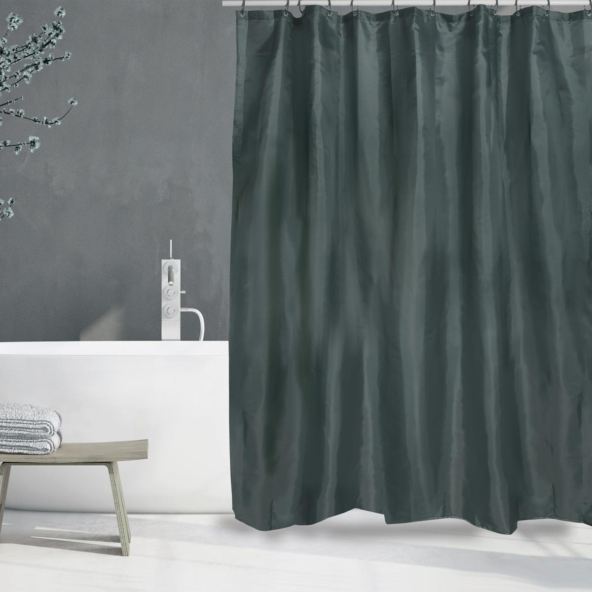 Duschvorhang in Dunkelgrün Textil/Mischgewebe - Dunkelgrün, Basics, Textil (180cm) - MSV
