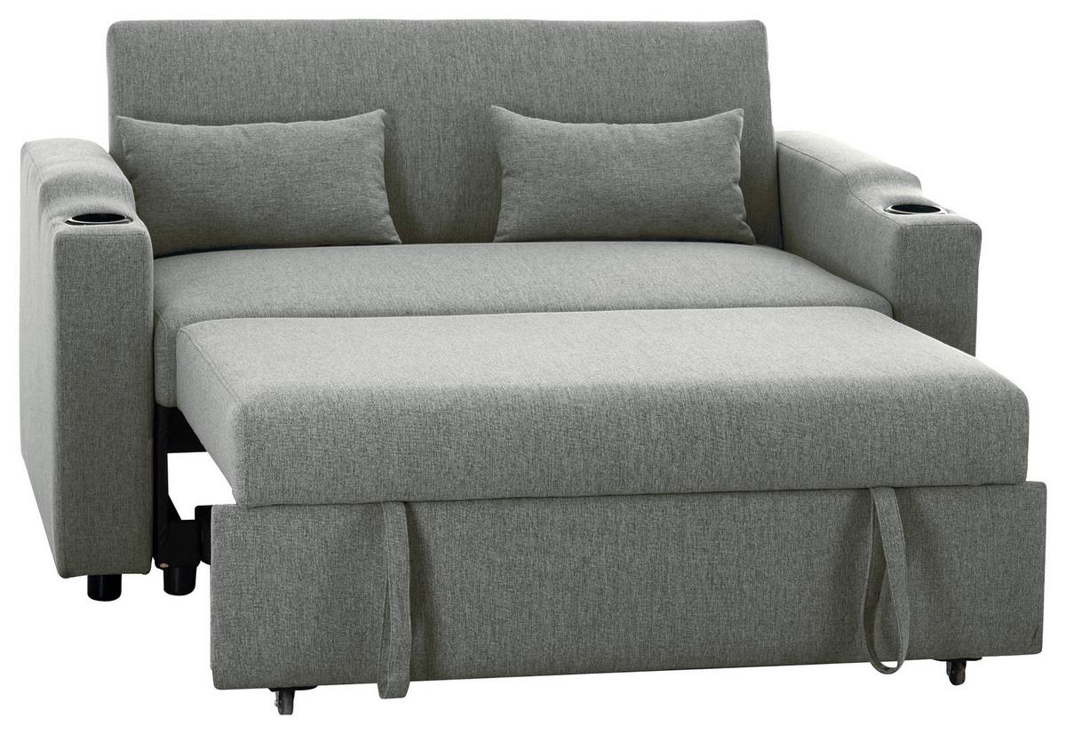Schlafsofa Athen Dunkelgrau B: 150 cm - Dunkelgrau/Schwarz, Basics, Textil/Metall (150/91/85cm) - P & B