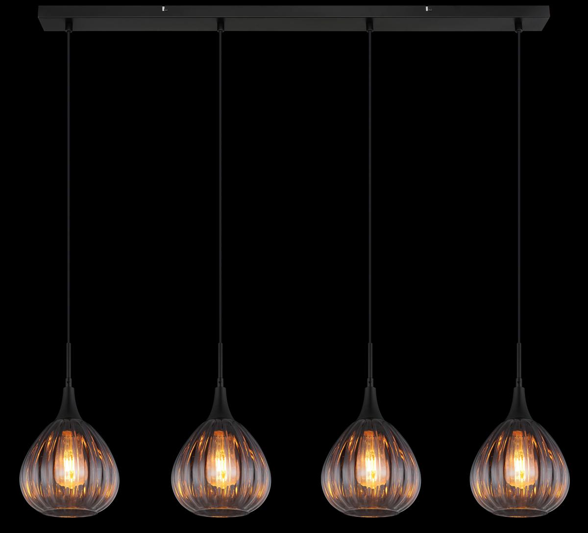Hängeleuchte 15887-4h - Klar, Design, Glas/Metall (110/20/120cm) - Globo