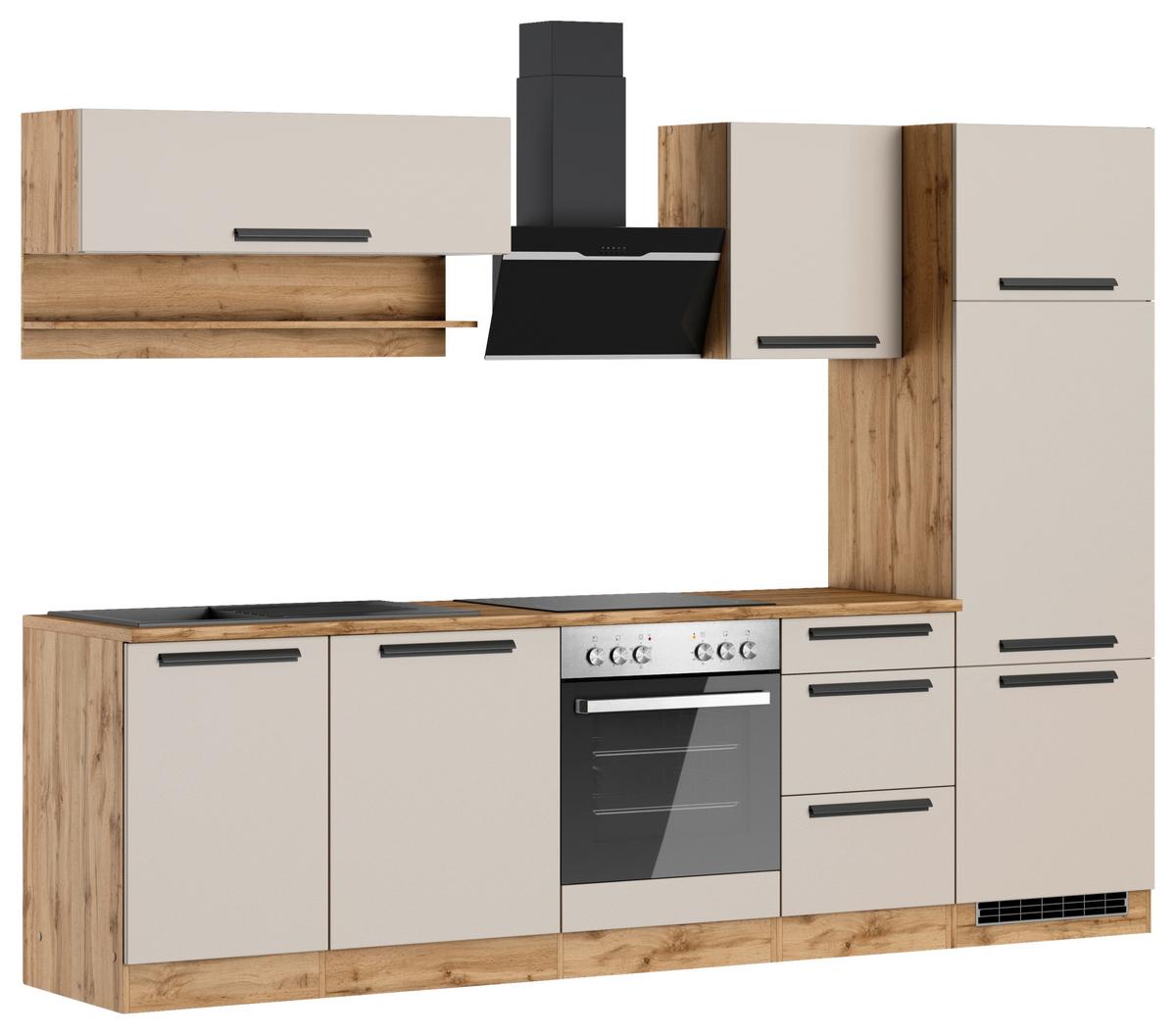 Küchenblock Aveiro Kaschmir/Eiche Wotan B: 280cm - Kaschmir/Eiche Wotan, Trend, Holzwerkstoff (280cm) - Held