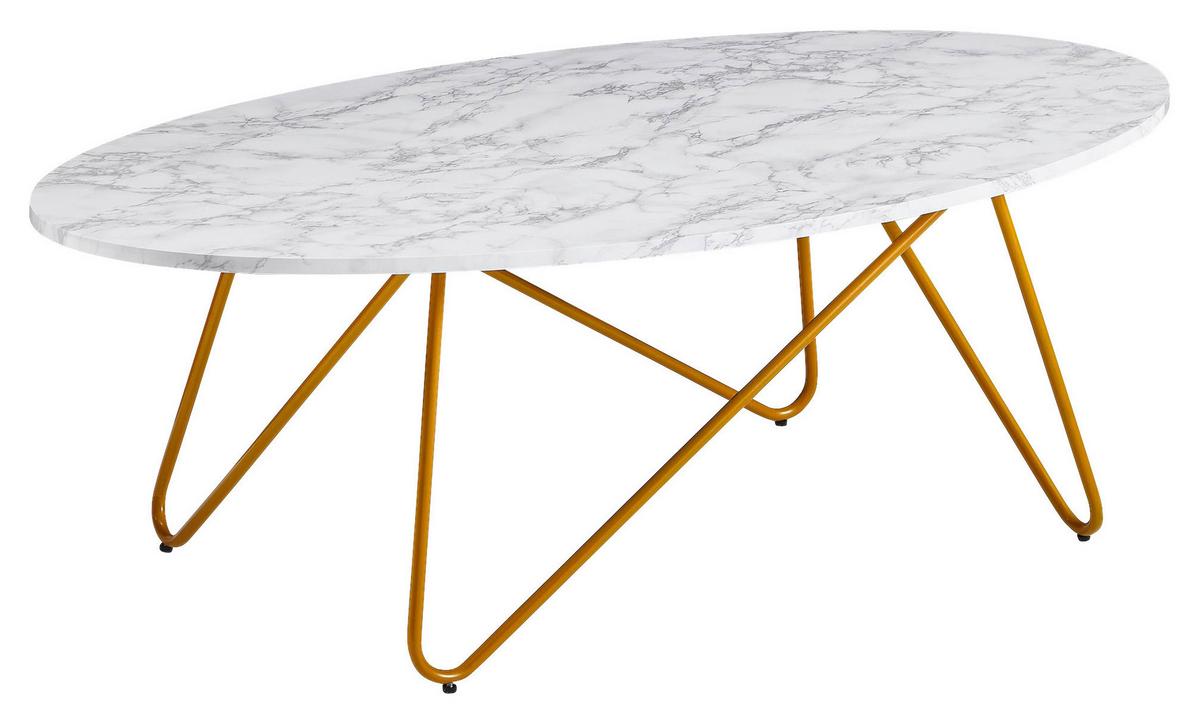 Konferenčný stolík biely - zlatá, Modern (120/60/40cm) - MID.YOU