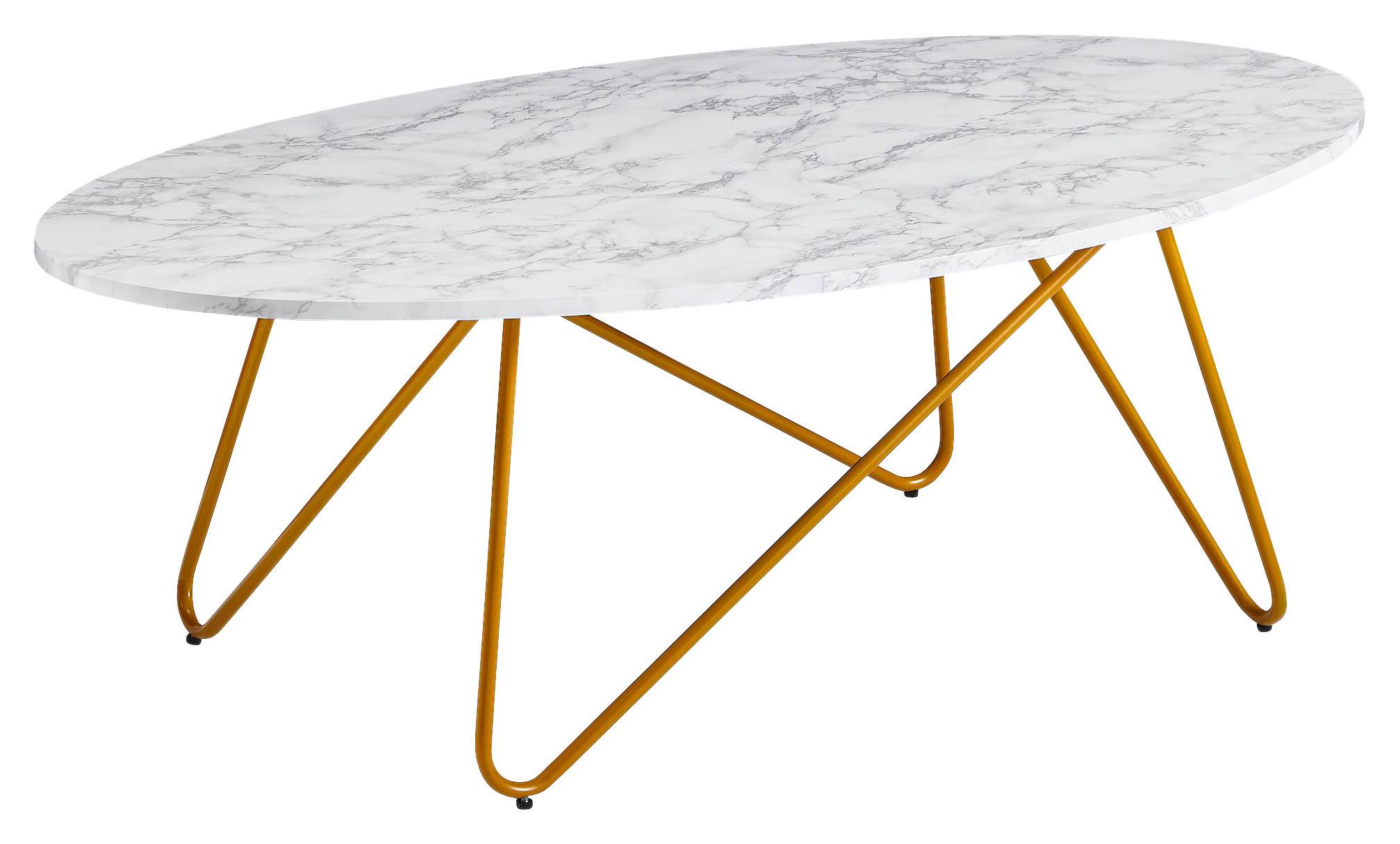 Couchtisch Oval Mamor Optik Weiß