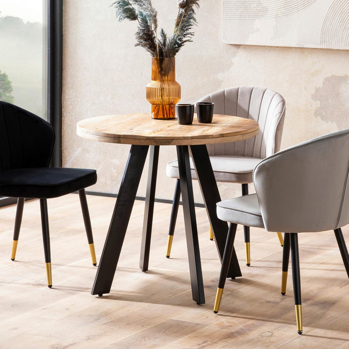 Esstisch Braun L: 80 Cm - Schwarz/Braun, Design, Holz/Metall (80/75cm) - MID.YOU