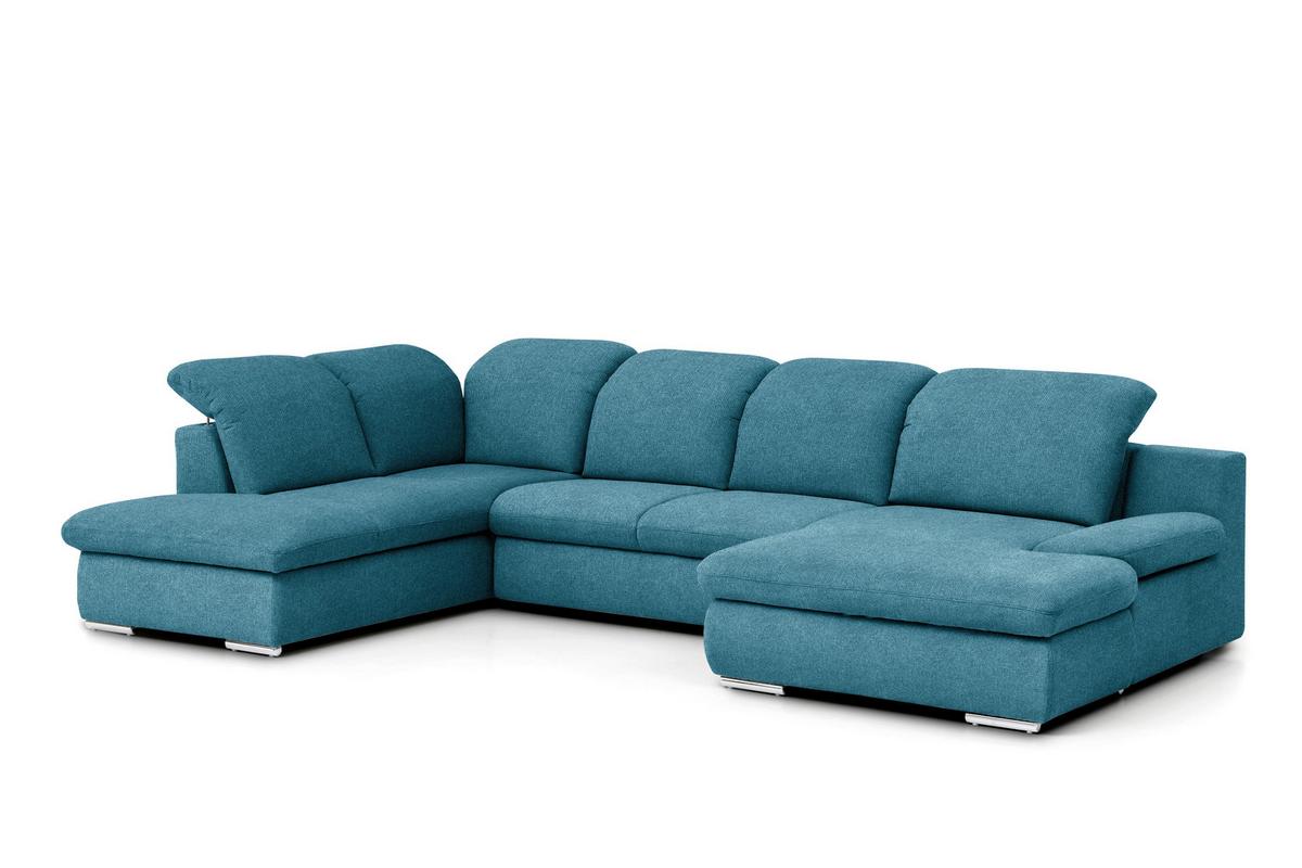 Wohnlandschaft Isona Blau Chenille - Chromfarben/Blau, Design, Textil (212/353/165cm) - Livetastic