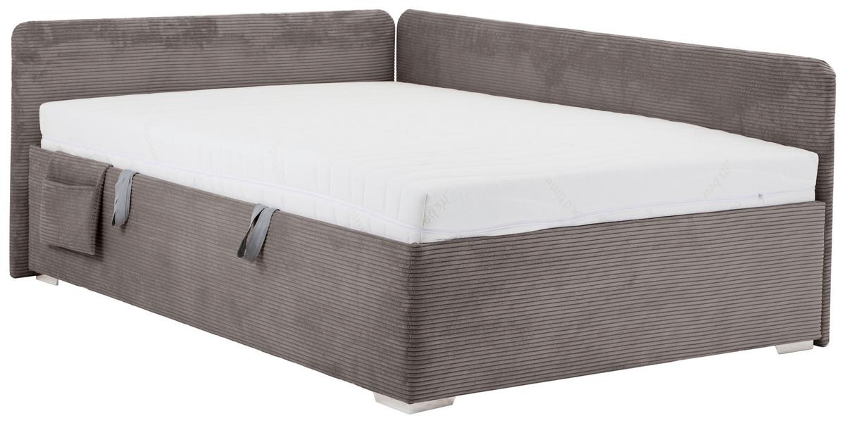Posteľ Remi s bočnicami 140x200, poťah sivý - sivá/prírodná farba, Konventionell, drevo/textil (140/200cm)