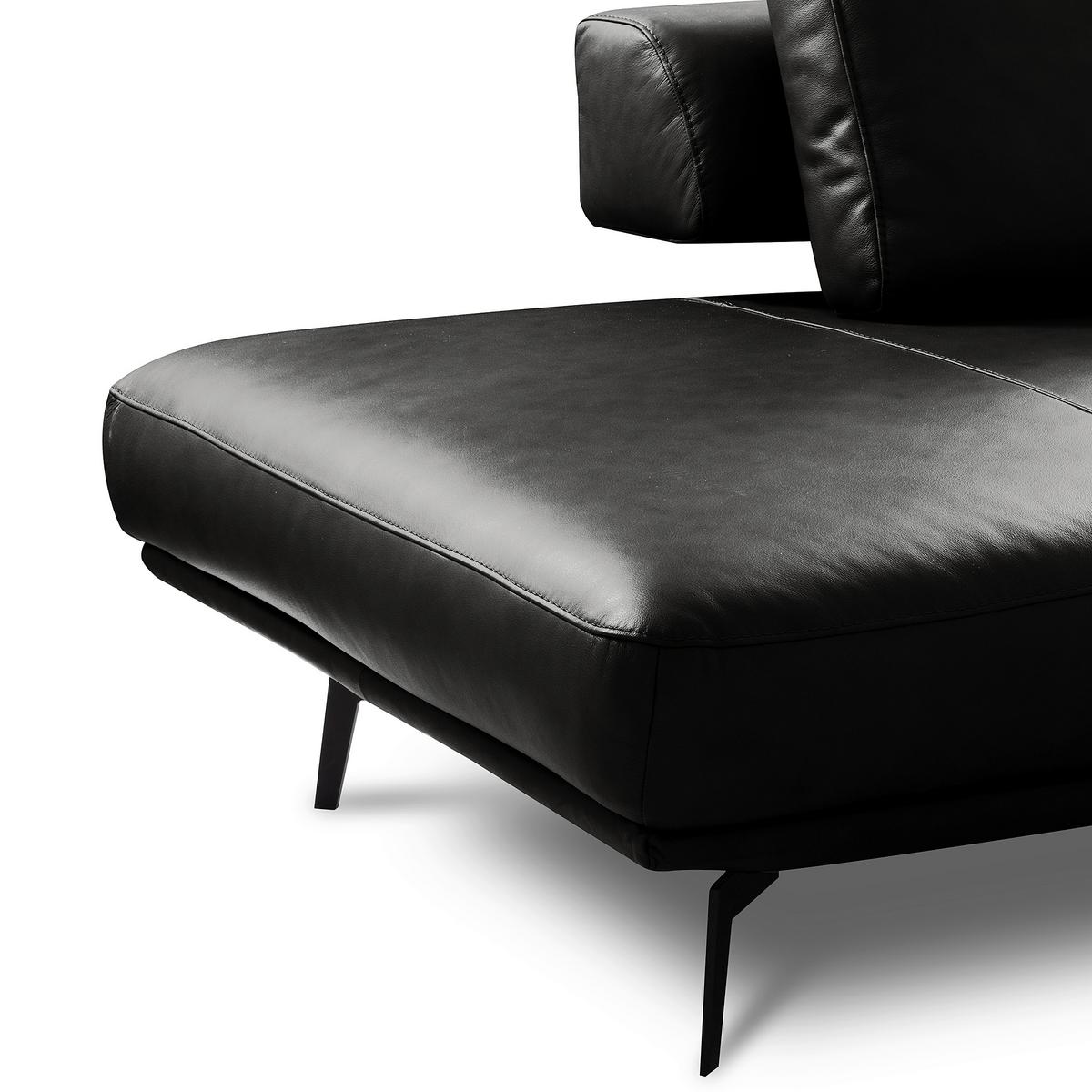 Ecksofa Como Echtleder Schwarz 237x306 - Schwarz/Grau, Design, Leder (237/306cm) - Livetastic