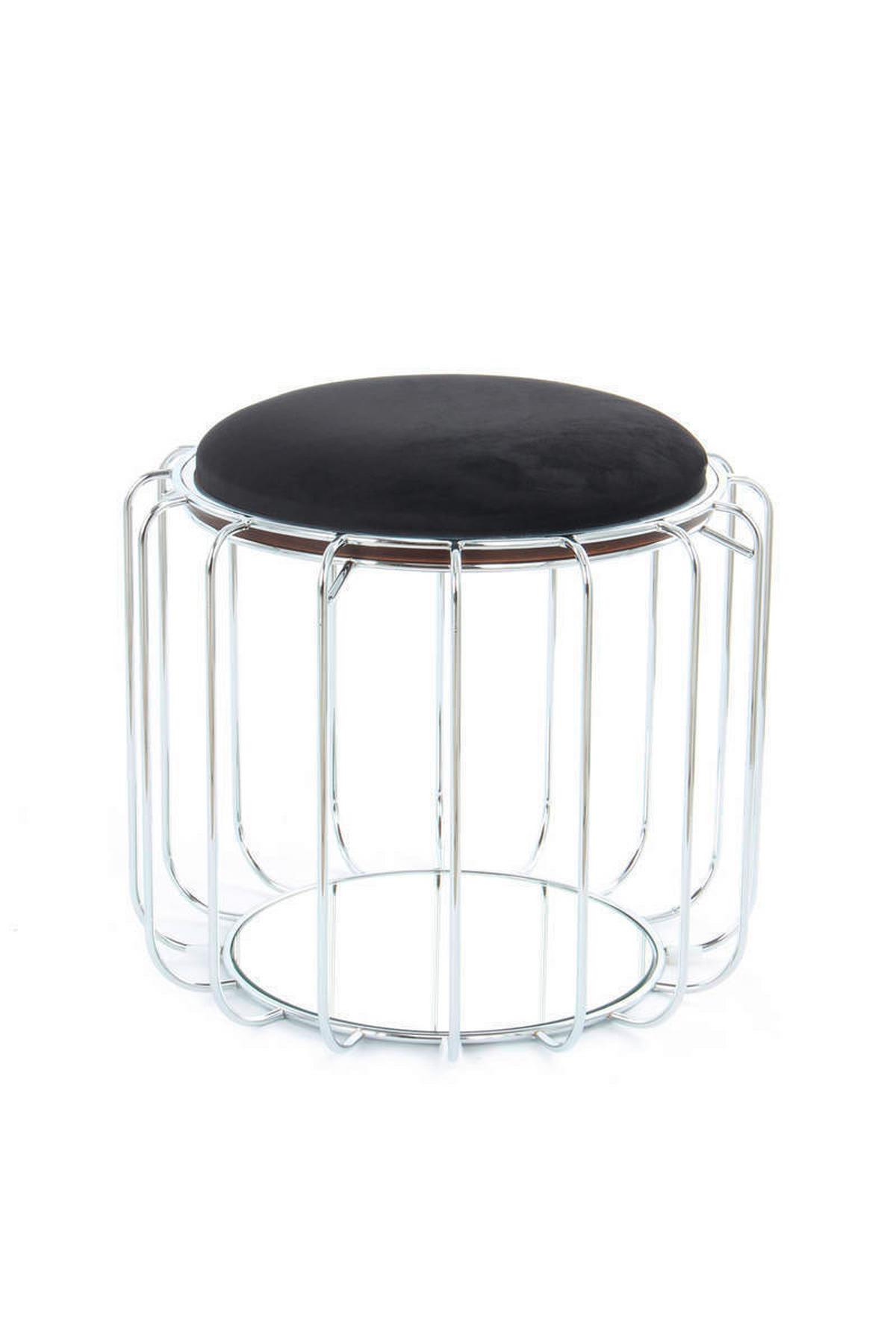 Beistelltisch/pouf 2 In 1 Comfortable Silber/schwarz - Silberfarben/Schwarz, Basics, Glas/Holzwerkstoff (50/50/45cm) - Kayoom