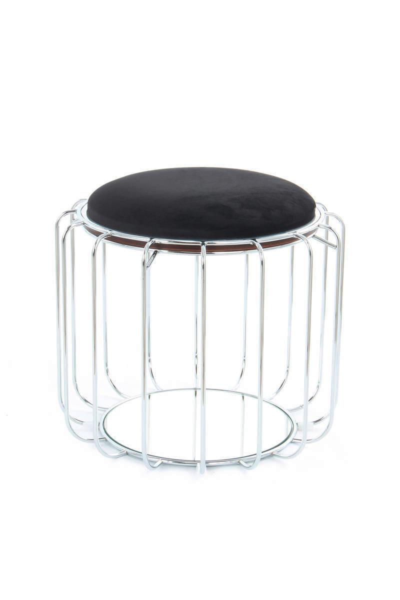 Beistelltisch/pouf 2 In 1 Comfortable Silber/schwarz