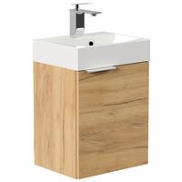 Gästebad Cubi Eiche Dekor B: 40 cm - Eichefarben/Weiß, MODERN, Holzwerkstoff/Stein (40cm) - MID.YOU