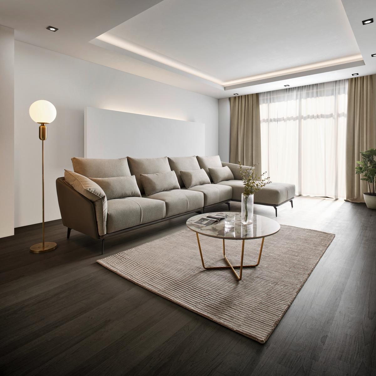 Sedací suoprava ELICIA šedá - černá/světle šedá, Moderní, kov/dřevo (364/88/172cm) - Bessagi Home