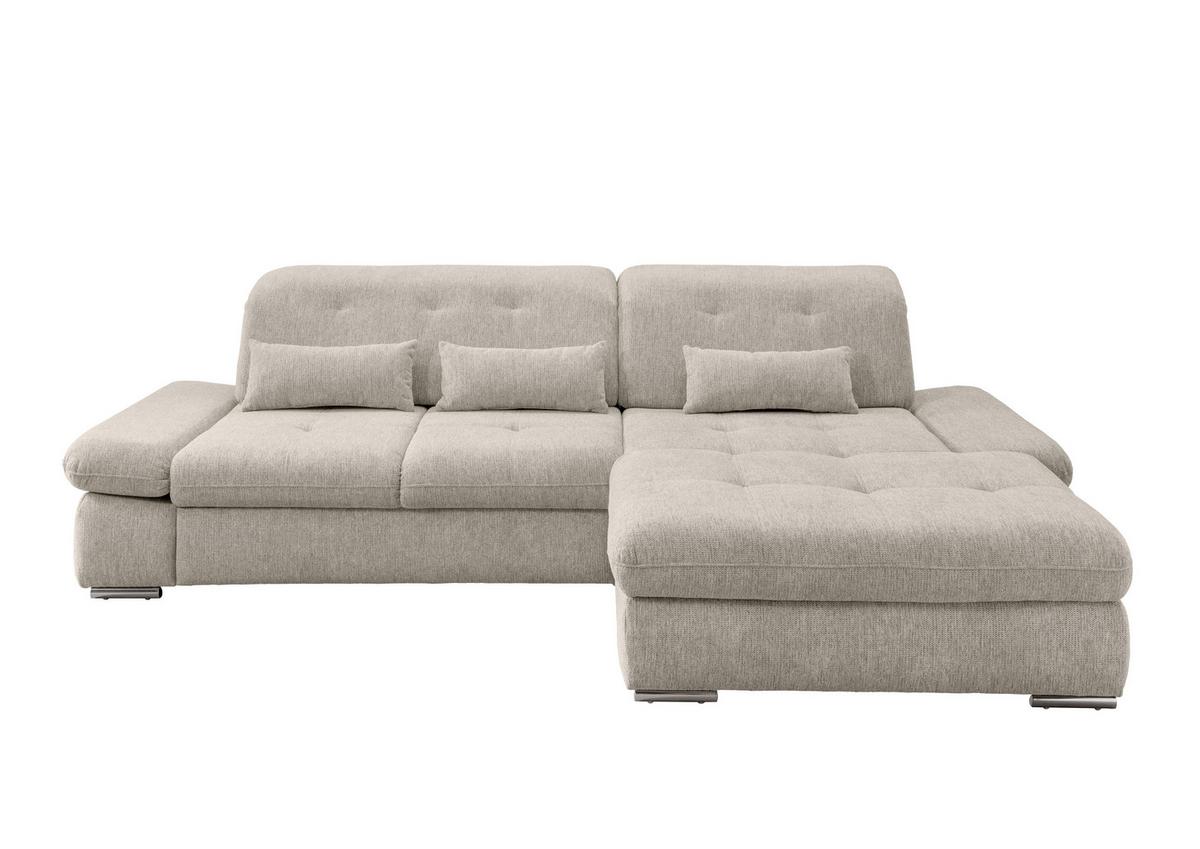 Ecksofa mit Liegefunktion Dalida Beige, S: 300x196 cm - Chromfarben/Beige, Design, Textil (300/196cm) - Livetastic