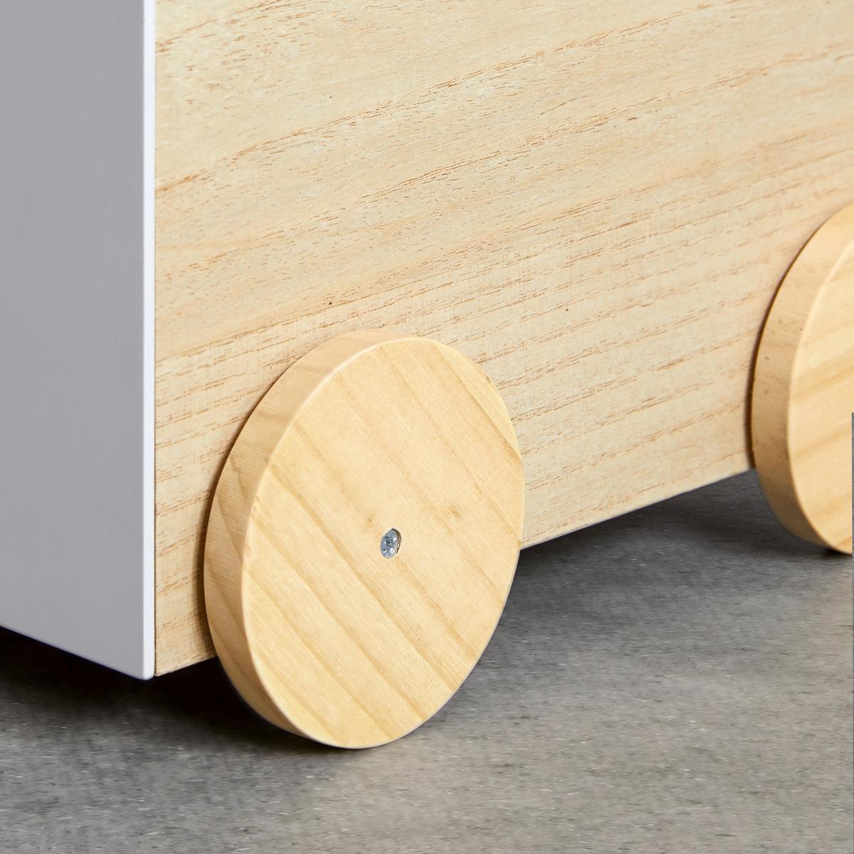 Pojízdný box LANNY šedý - šedá/přírodní barvy, Moderní, dřevo (32/23/30cm) - Bessagi Kids