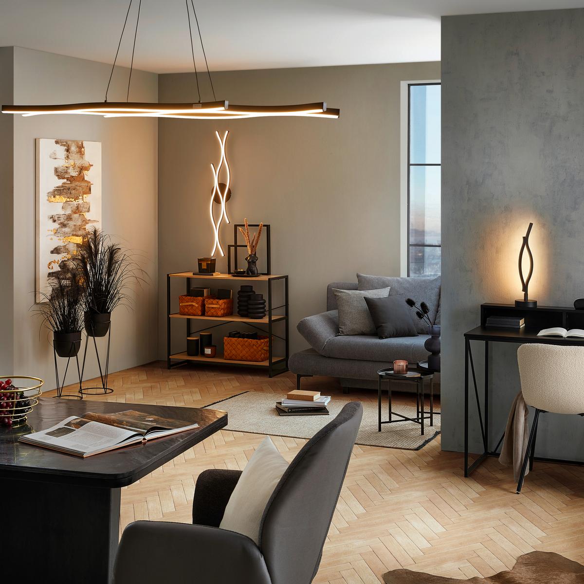 LED stojacia lampa RELO - čierna/opálová, Modern, kov/plast (20/135cm) - Mömax