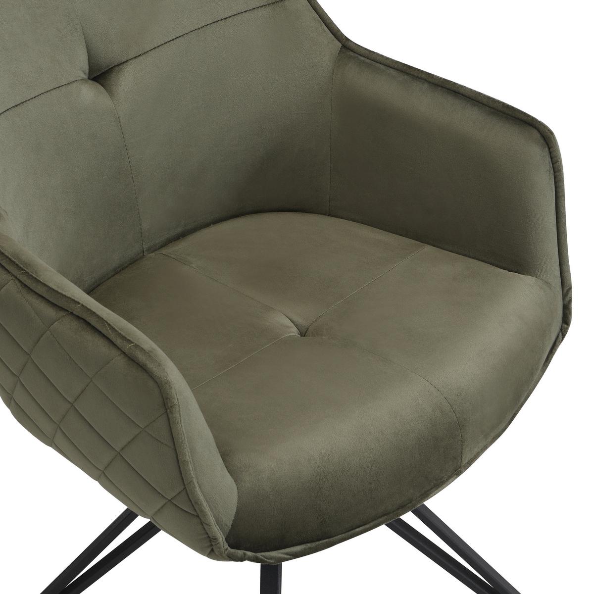 Armlehnstuhl Aurelia Grün/Schwarz B: 57 cm - Schwarz/Grün, MODERN, Textil/Metall (57/82/61cm) - Livetastic