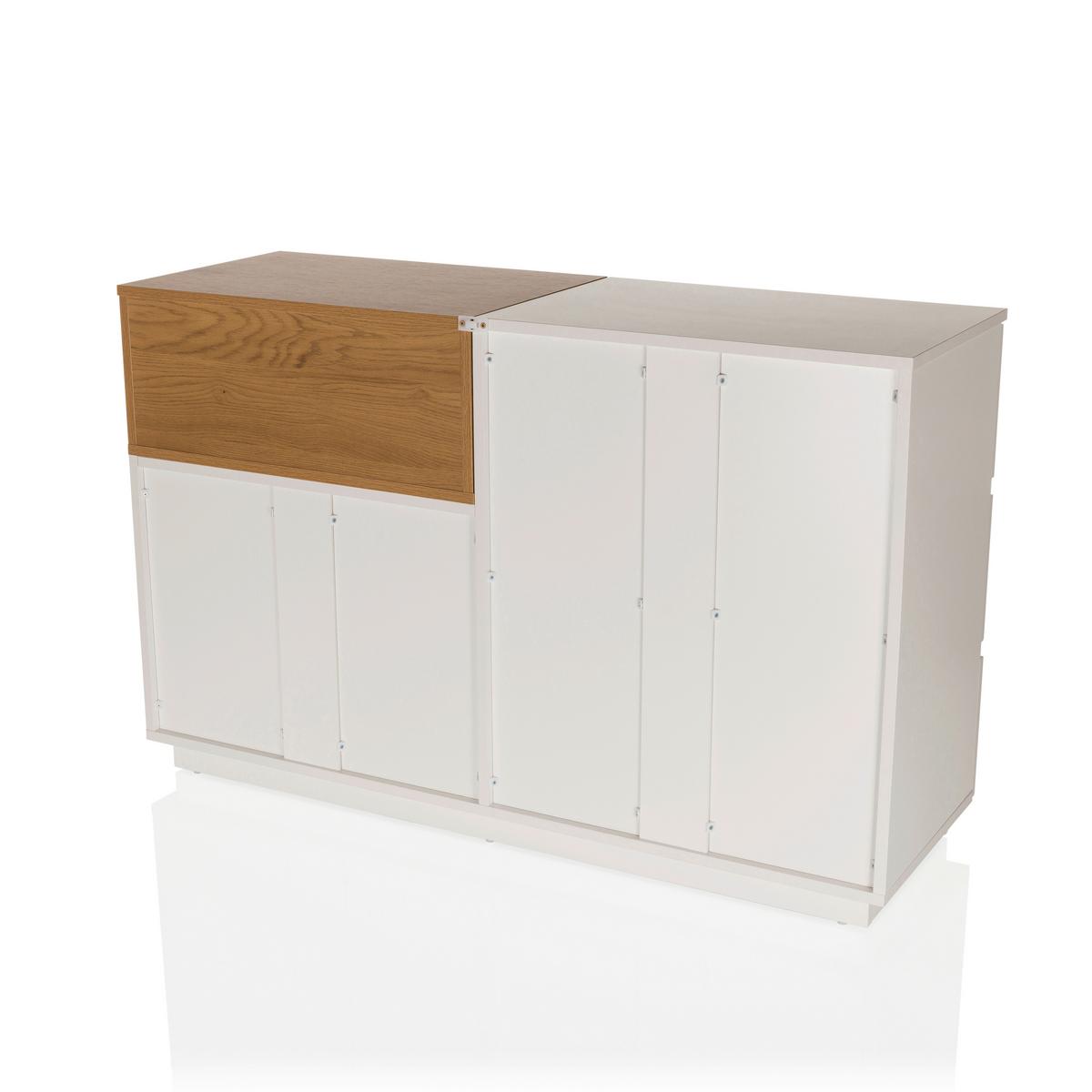 Sideboard Melmo S Weiß/eichefarben B: 120 Cm - Eichefarben/Weiß, MODERN, Holzwerkstoff (120/76/40cm) - MID.YOU