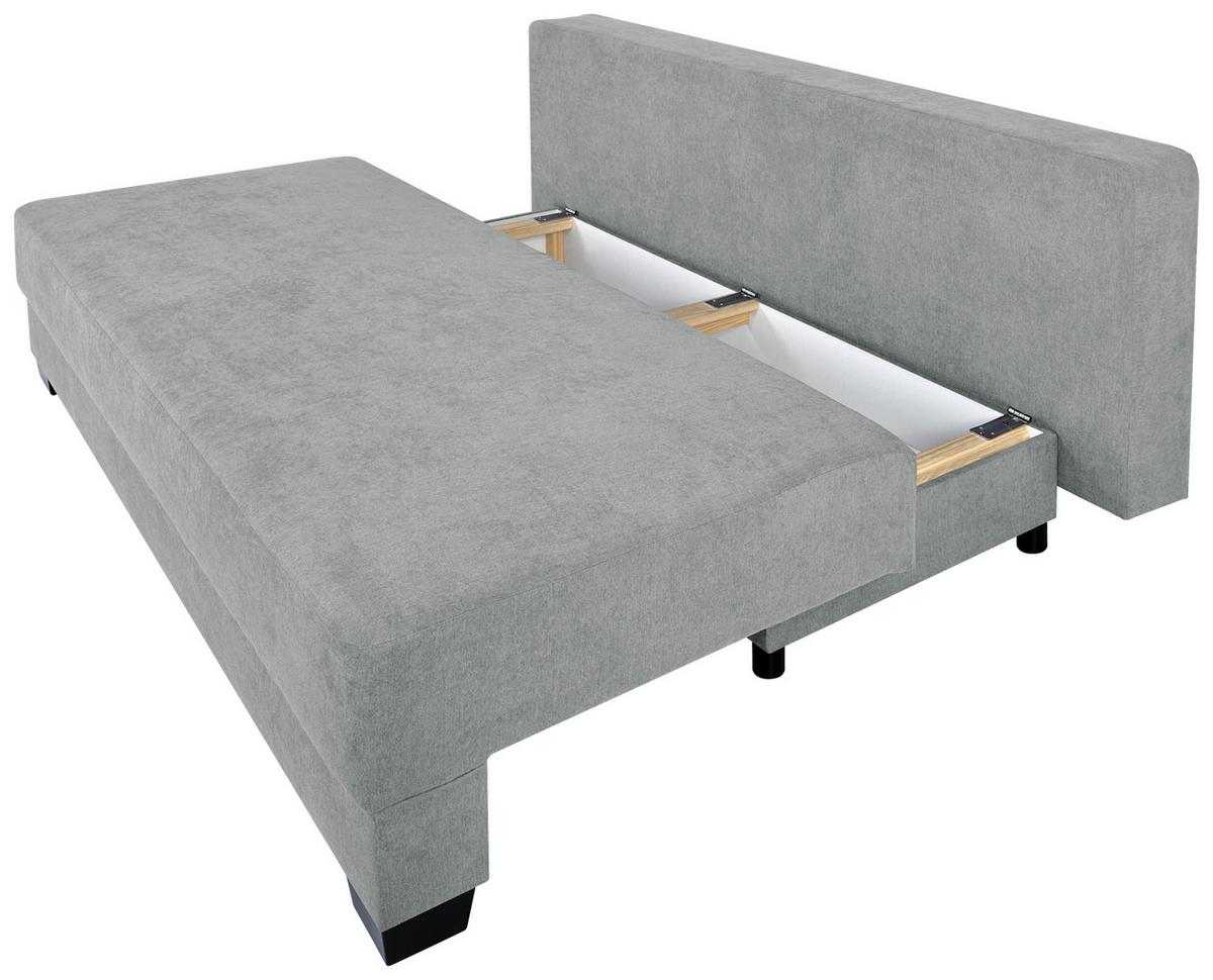 BOXSPRINGSOFA Grau 200 cm - Silberfarben/Schwarz, Design, Holzwerkstoff/Textil (200/90/110cm) - P & B