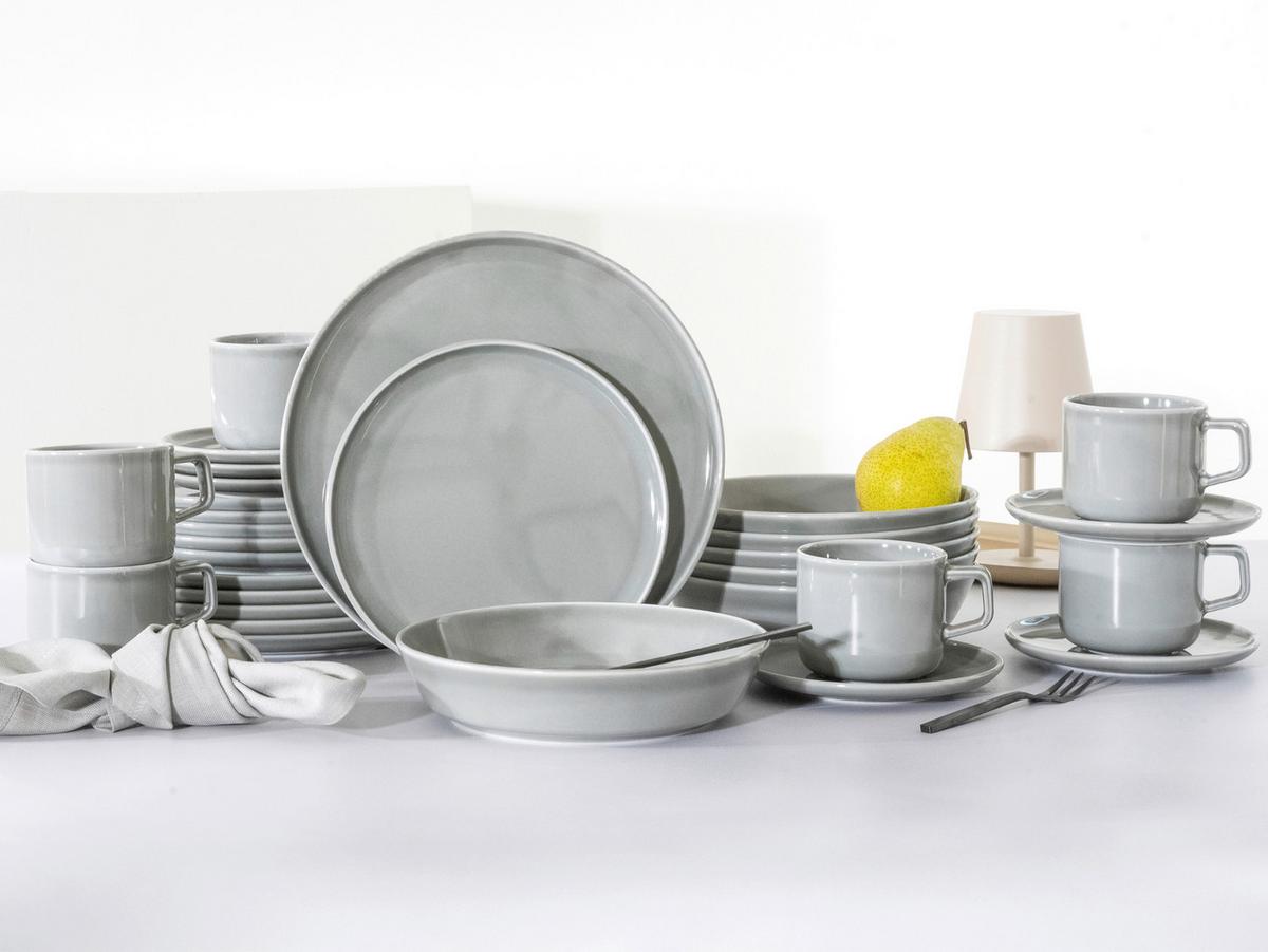 Kombiservice Chef Collection, Grau, 30-Tlg. - Hellgrau, Basics, Keramik - Creatable