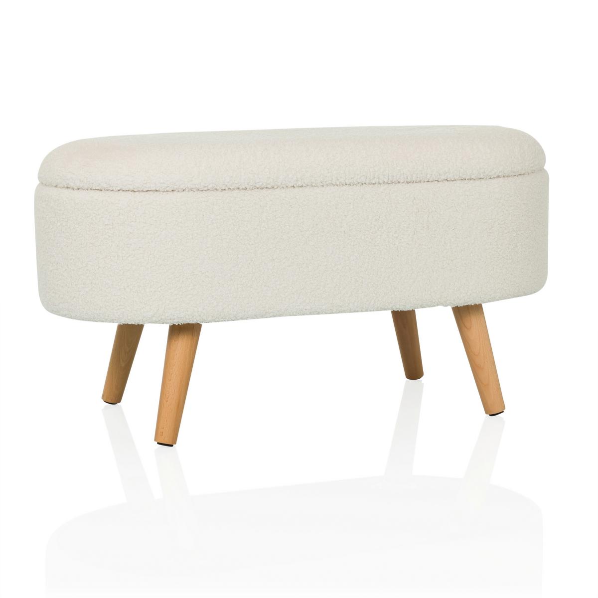 Hocker Storiano Weiß B: 82 Cm - Eichefarben/Weiß, MODERN, Textil (82/43/47cm) - MID.YOU
