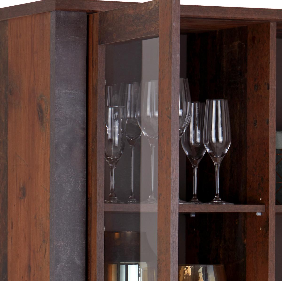 VITRÍNA ONTARIO - šedá/barvy dubu, Moderní, kompozitní dřevo/plast (106/200/41,5cm) - Ondega