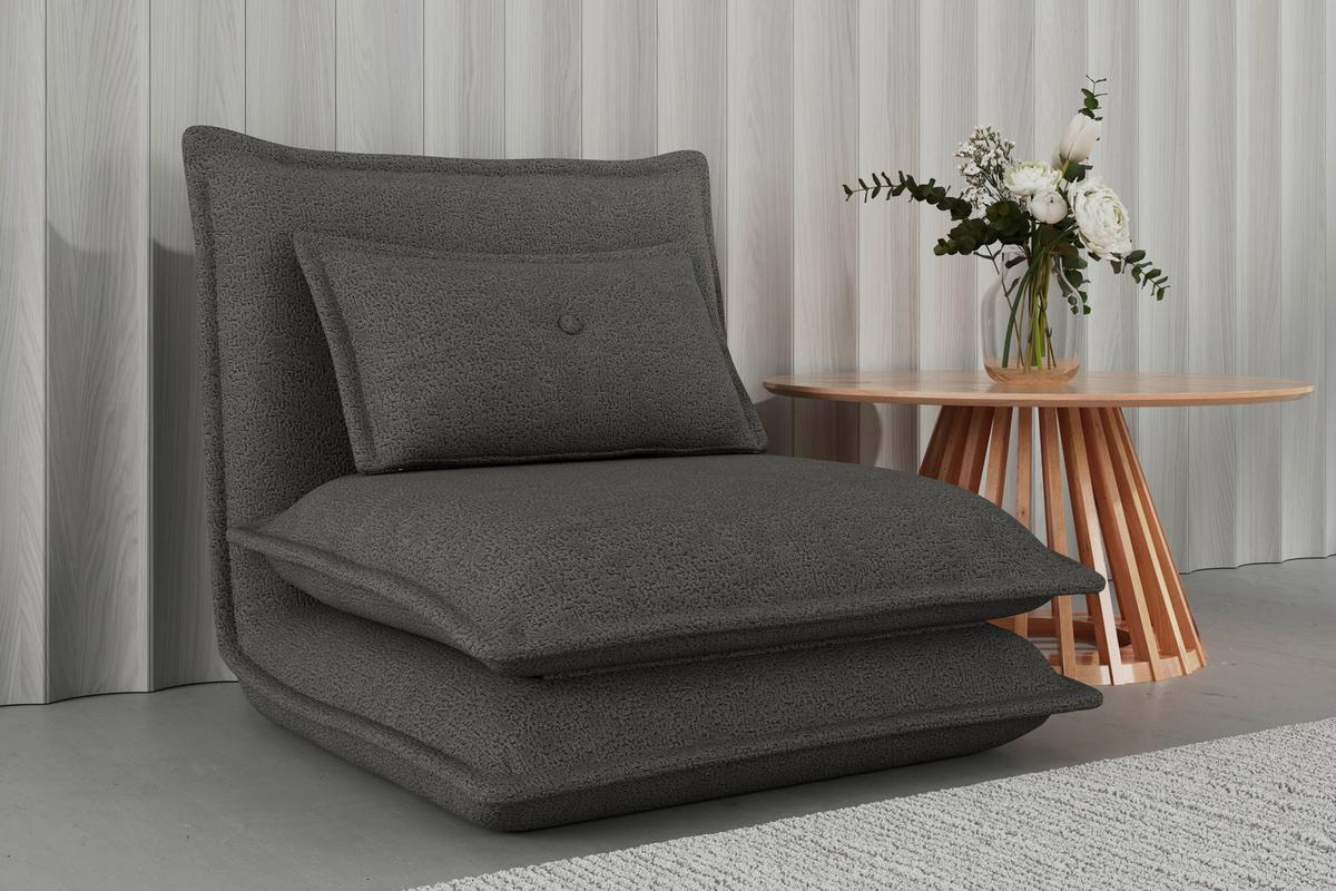 Rozkladacie kreslo TAMARA, tmavosivé buklé, max. 120 kg - tmavosivá, Modern, kov/textil (82/31/69cm) - Bessagi Home