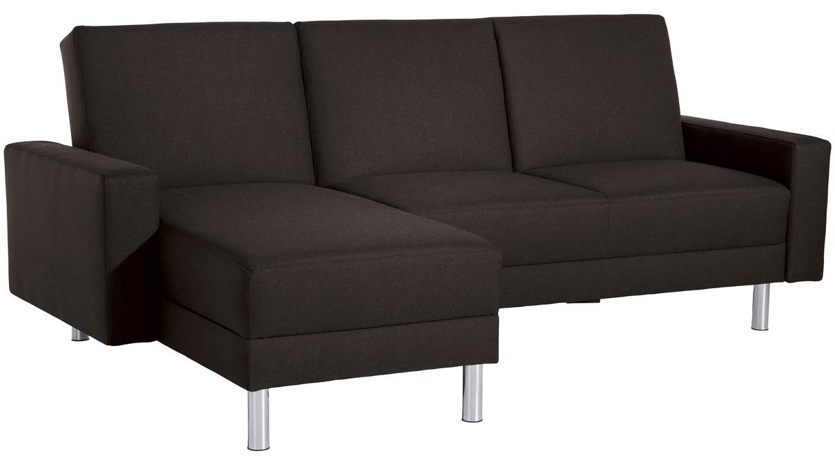 Ecksofa mit Schlaffunktion Just Fashion Dunkelbraun - Chromfarben/Dunkelbraun, KONVENTIONELL, Textil (152/230cm) - Max Winzer