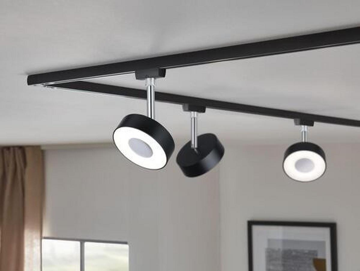 LED-Deckenleuchte Urail Spot Circle L: 9,8 cm, dimmbar - Chromfarben/Schwarz, Design, Kunststoff/Metall (9,8/14,7/5cm) - Paulmann