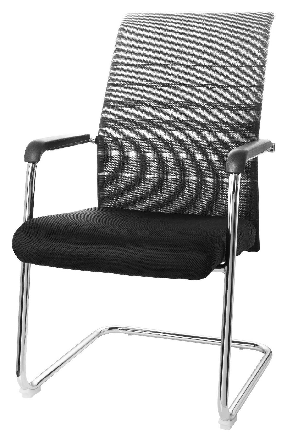 Besucherstuhl Mit Armstützen Grau/schwarz Bis 120 Kg - Chromfarben/Schwarz, MODERN, Kunststoff/Textil (57/104/55cm) - MID.YOU