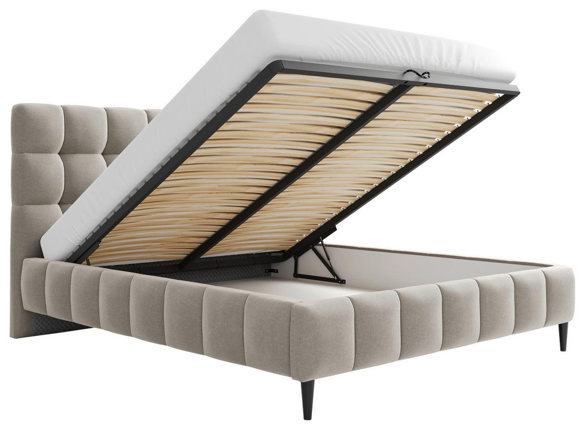 Polsterbett mit Lattenrost 180x200 cm Magic Beige - Beige/Schwarz, MODERN, Holzwerkstoff/Textil (180/200cm) - MID.YOU