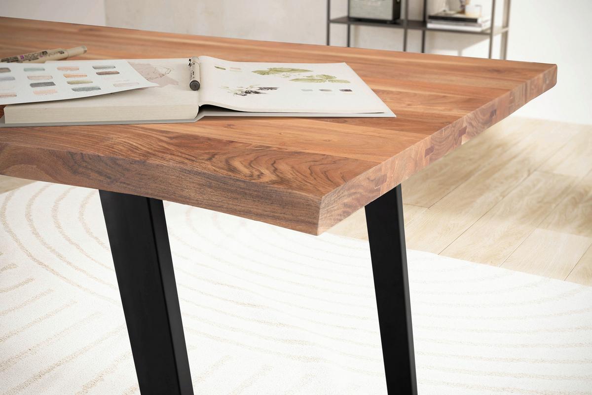 Schreibtisch Wl7.276 - Schwarz/Akaziefarben, MODERN, Holz/Metall (120/60/76cm) - MID.YOU