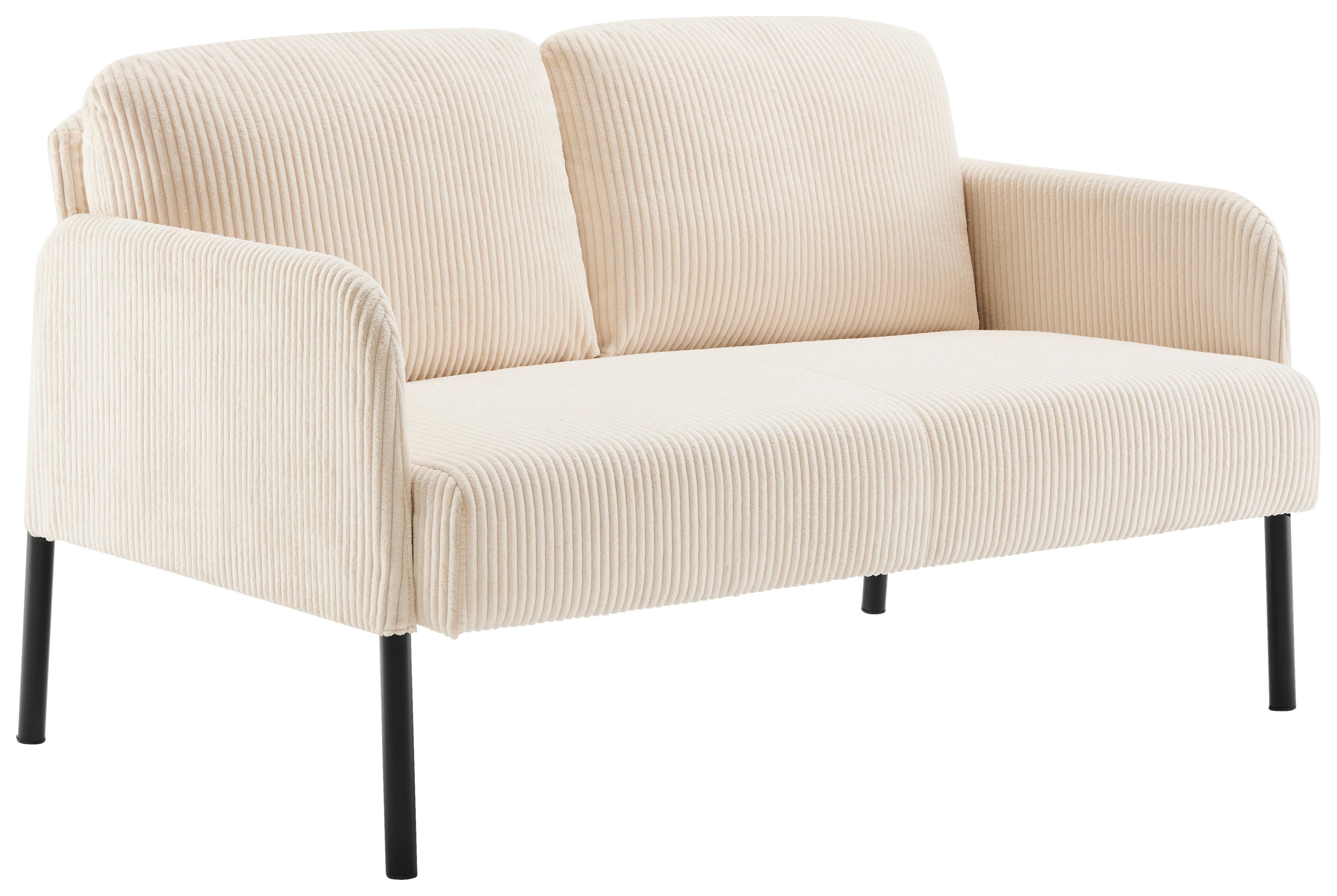 Dvoumístná pohovka MIAMI, béžový manšestr - černá/béžová, Moderní, kov/dřevo (120/73,5/77cm) - Based