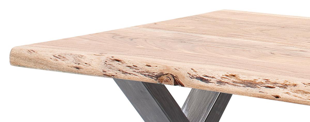 Couchtisch Holz Massiv Cartagena Akazie/nickelfarben - Akaziefarben/Nickelfarben, MODERN, Holz/Metall (110/45/70cm)