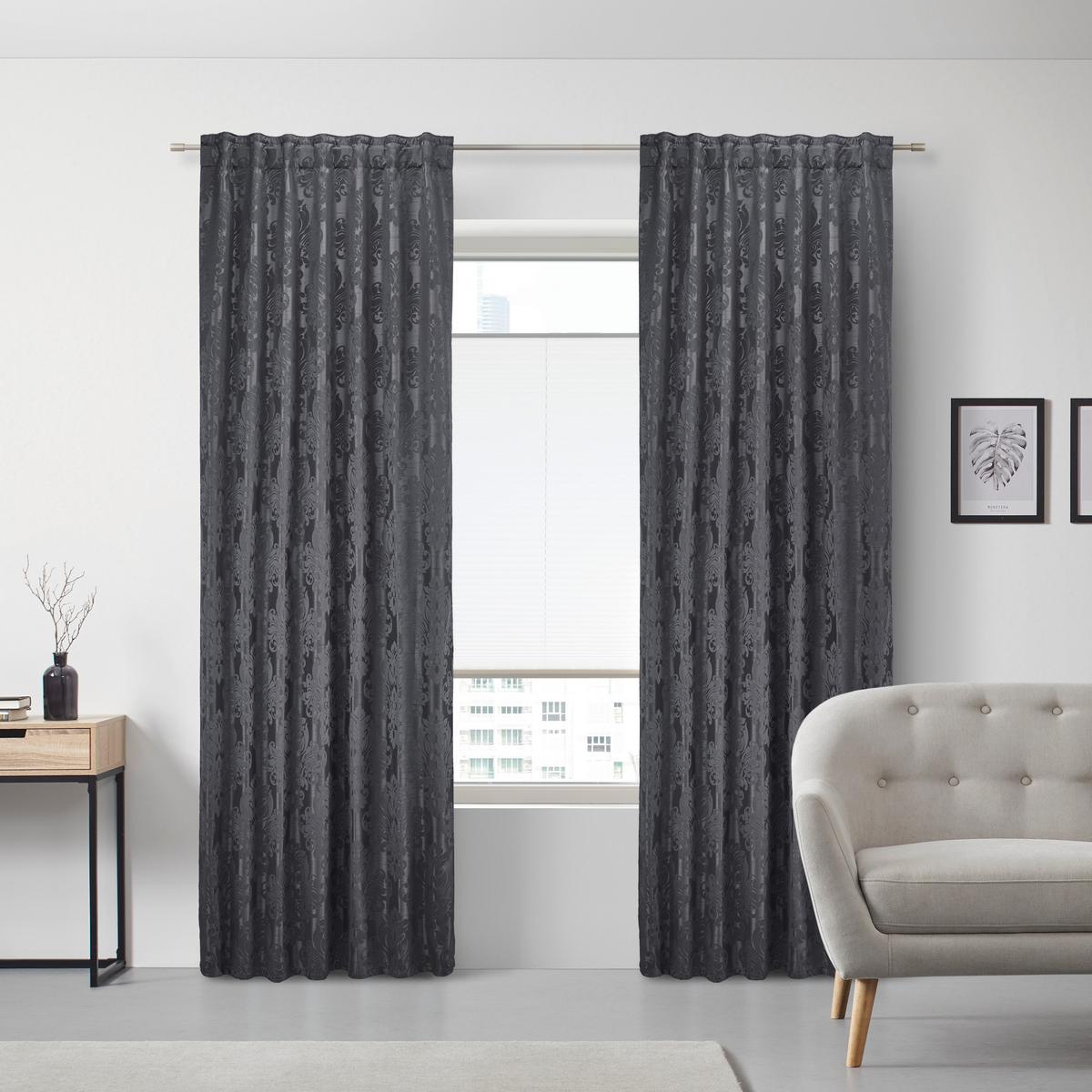 Hotový závěs Charles, 140/245 cm, černá - černá, Lifestyle, textil (140/245cm) - Modern Living