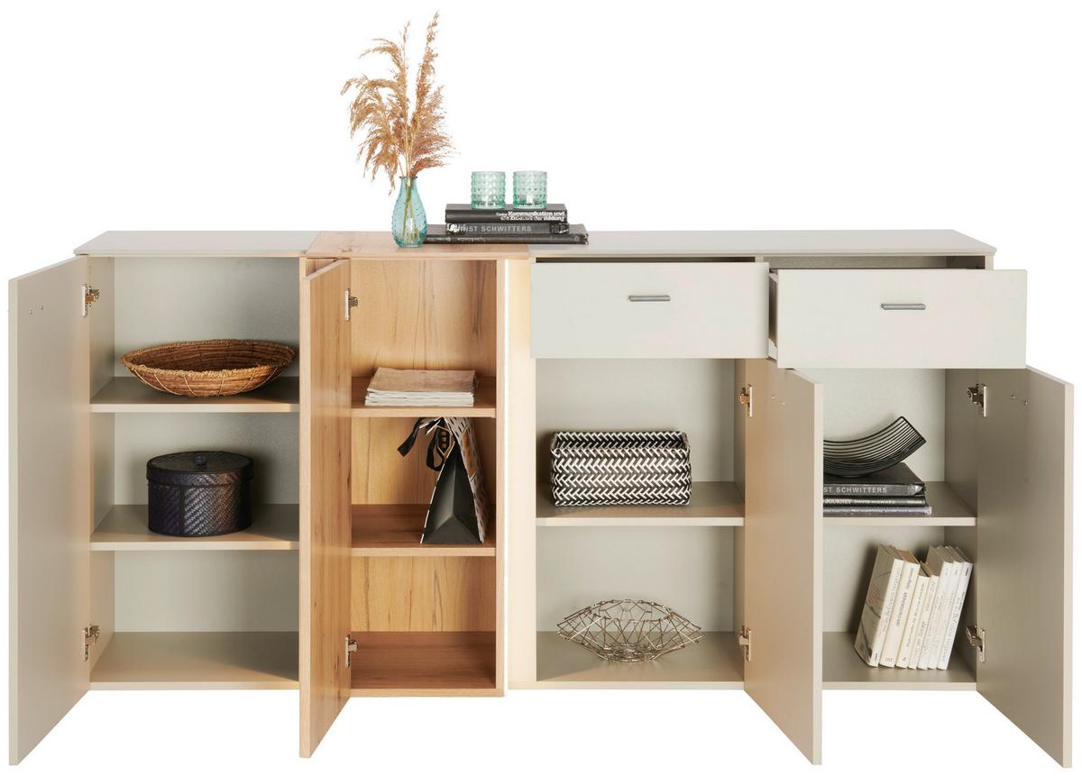 Sideboard Santana inkl. LED Kieselgrau/Eiche Dekor - MODERN, Holzwerkstoff (177,9/88/44,8cm)