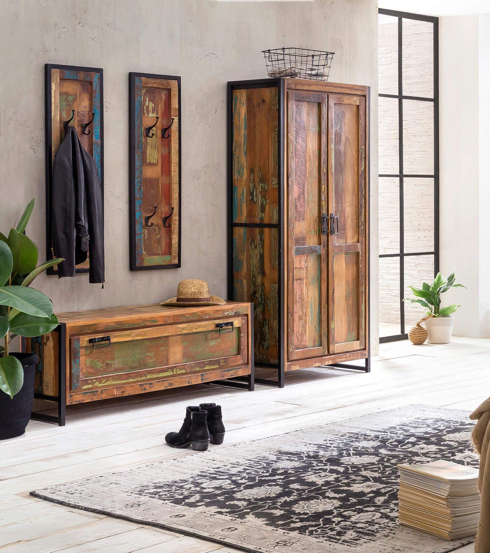 Garderobe Dielen Multicolor/Schwarz B: 210cm - Multicolor/Schwarz, Design, Holz/Metall (210/180/45cm) - MID.YOU