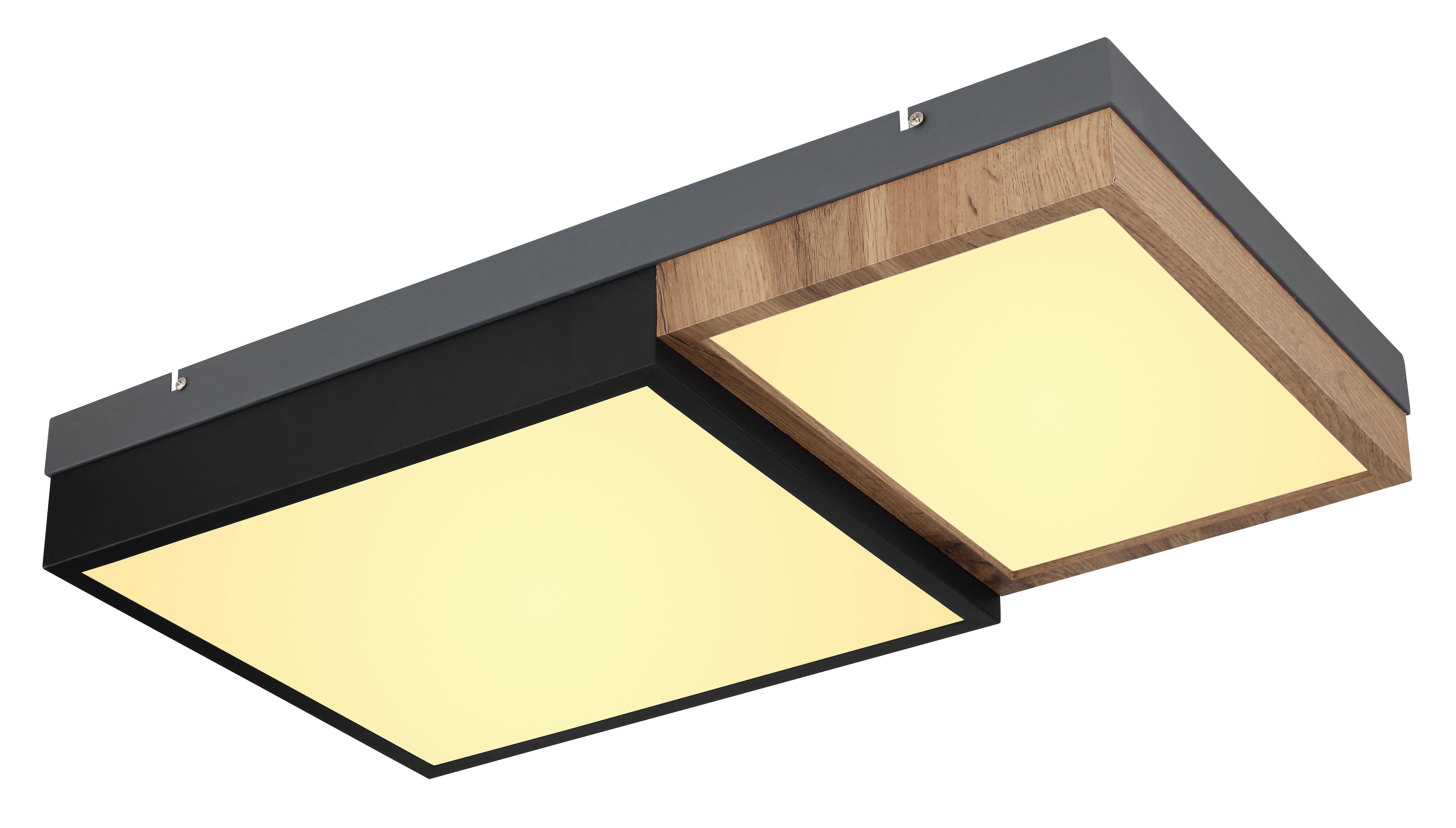 LED-Deckenleuchte 67286-30 - Opal/Schwarz, Natur, Holzwerkstoff/Kunststoff (65/35/9cm) - Globo