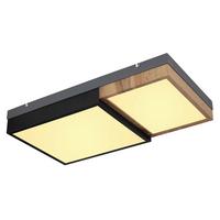 Led Mennyezeti Lámpa 67286-30 - fekete/opál, Natur, műanyag/faalapú anyag (65/35/9cm) - Globo