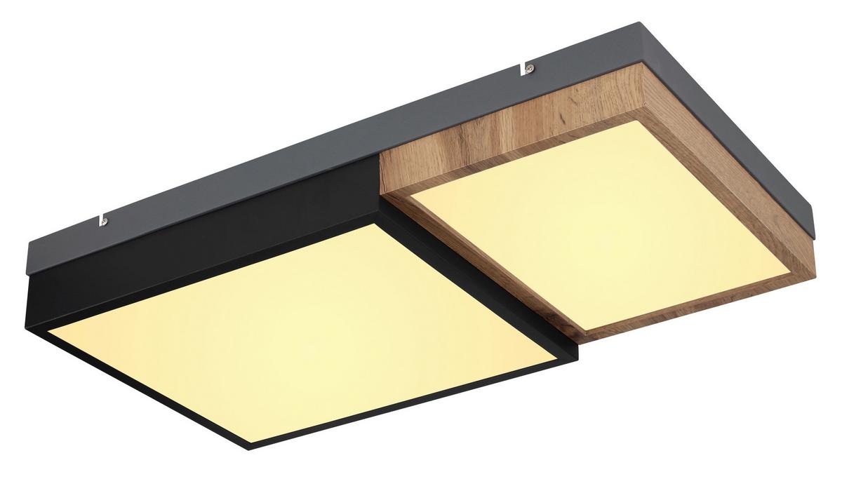 Led Mennyezeti Lámpa 67286-30 - fekete/opál, Natur, műanyag/faalapú anyag (65/35/9cm) - Globo