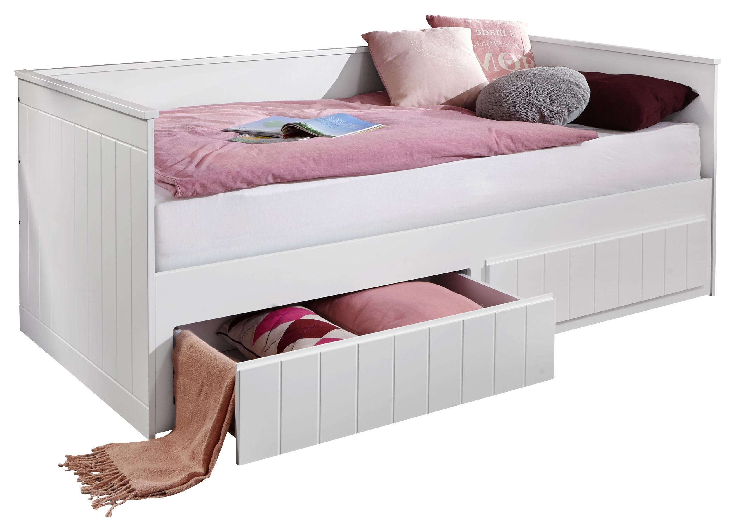 Stauraumbett Timmi Weiß 90-180x200 - Weiß, KONVENTIONELL, Holz/Holzwerkstoff (205/99-189/80cm)