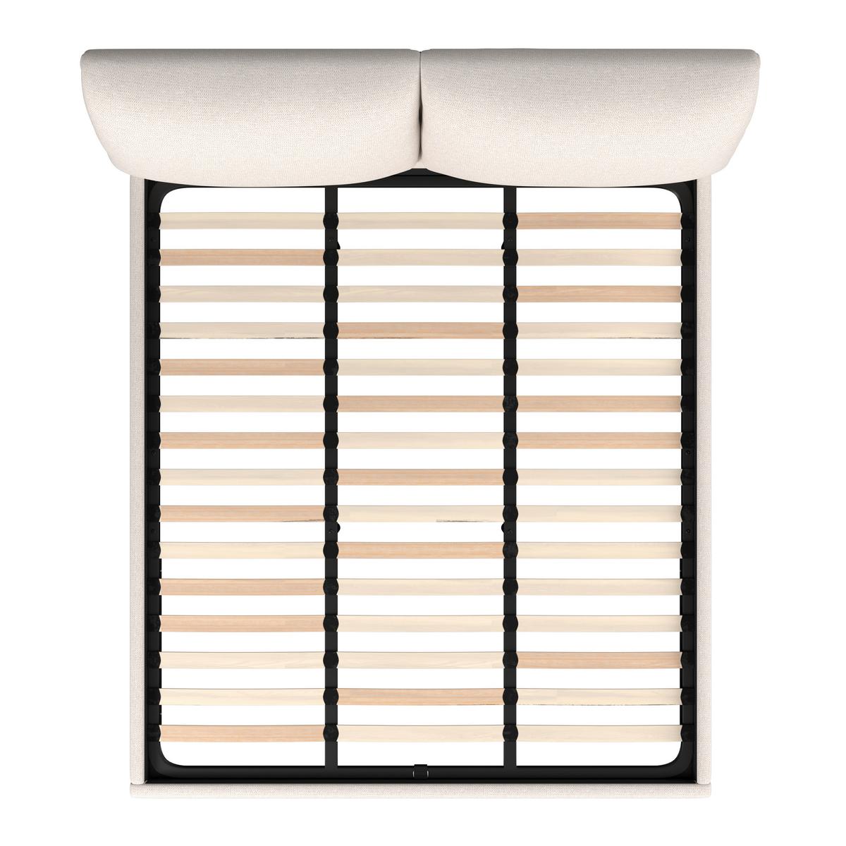 Čalúnená posteľ PERLA 180x200 cm, béžová - čierna/prírodná farba, Modern, drevo/textil (180/200cm) - Bessagi Home