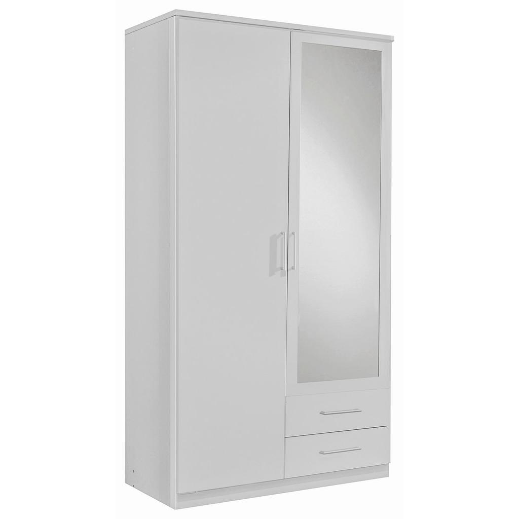 Drehtürenschrank Mit Spiegel 90cm Osaka, Weiß Dekor
