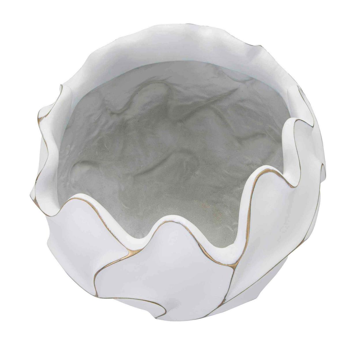 Vase Polyresin Lines Weiß B: 44 Cm - Weiß, Basics, Kunststoff (44/37/44cm)