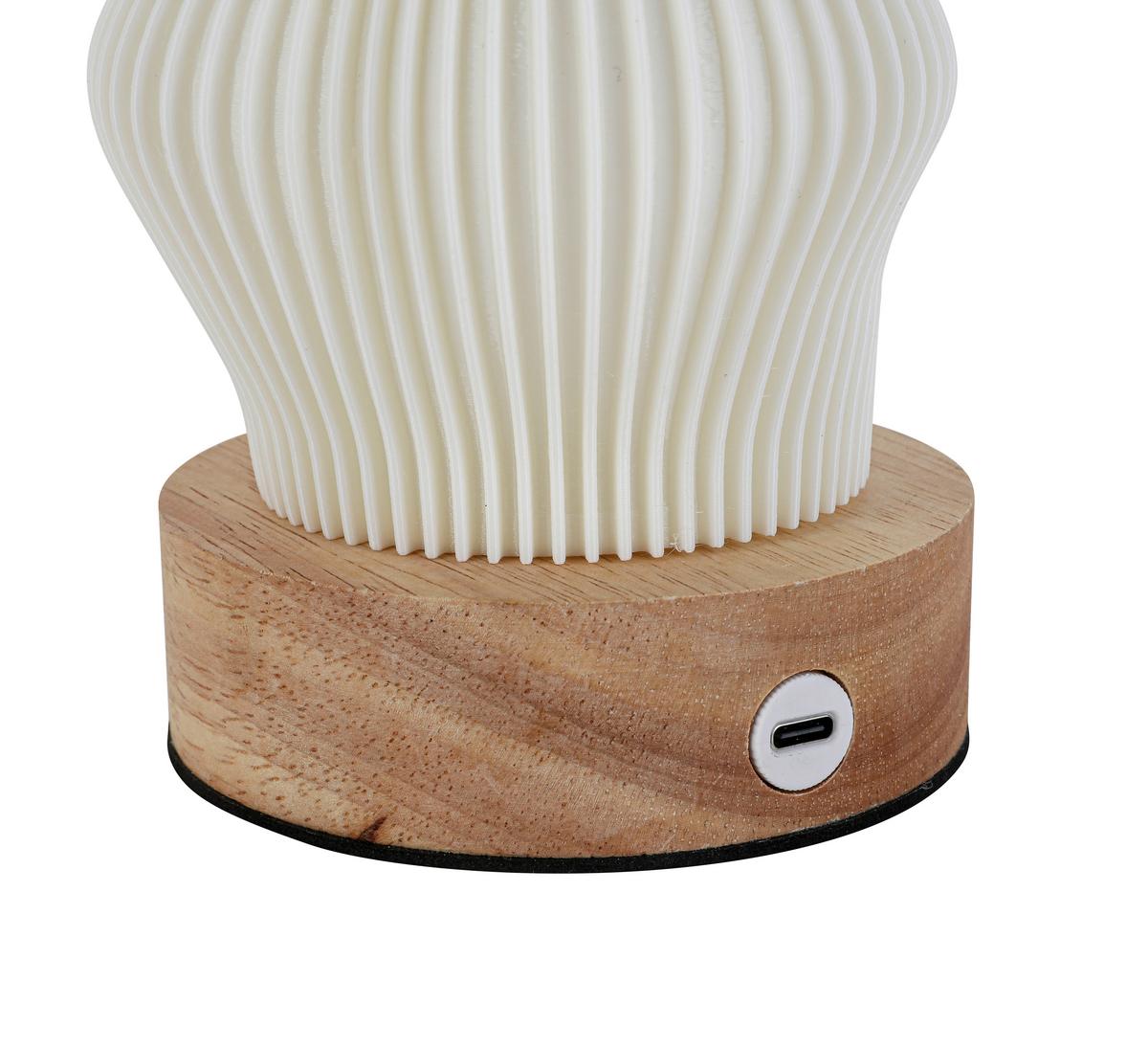 NABÍJATEĽNÁ STOLNÁ LAMPA GIRTL - biela/prírodná farba, Modern, kov/drevo (14cm) - Mömax