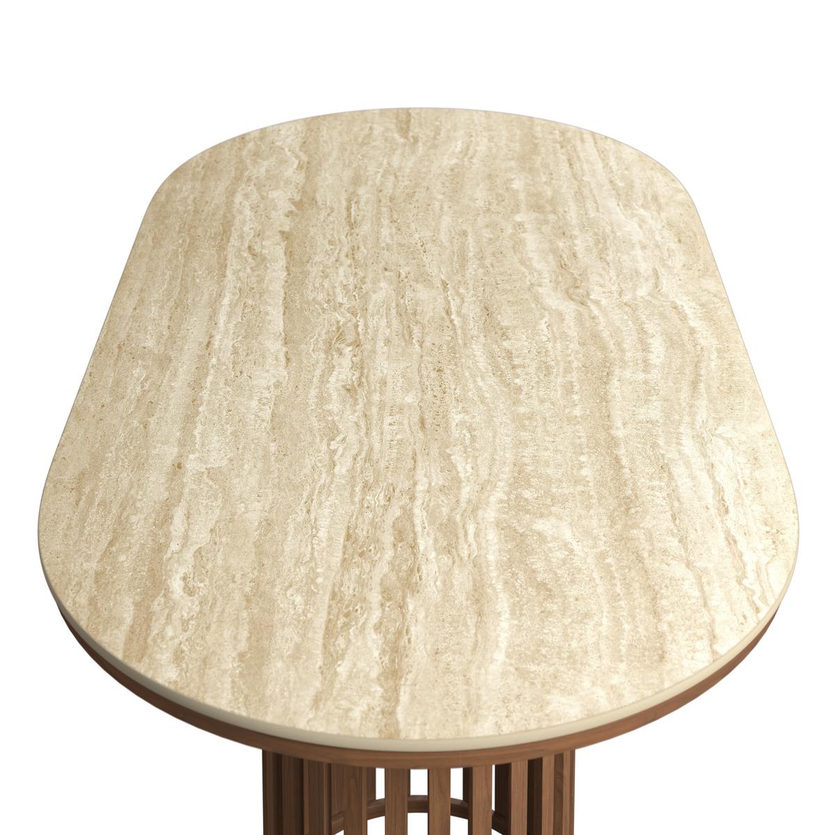 Jedálenský stôl Maddy, š: 90 cm - prírodná farba, Modern, kov/kameň (90/76/180cm) - Bessagi Home