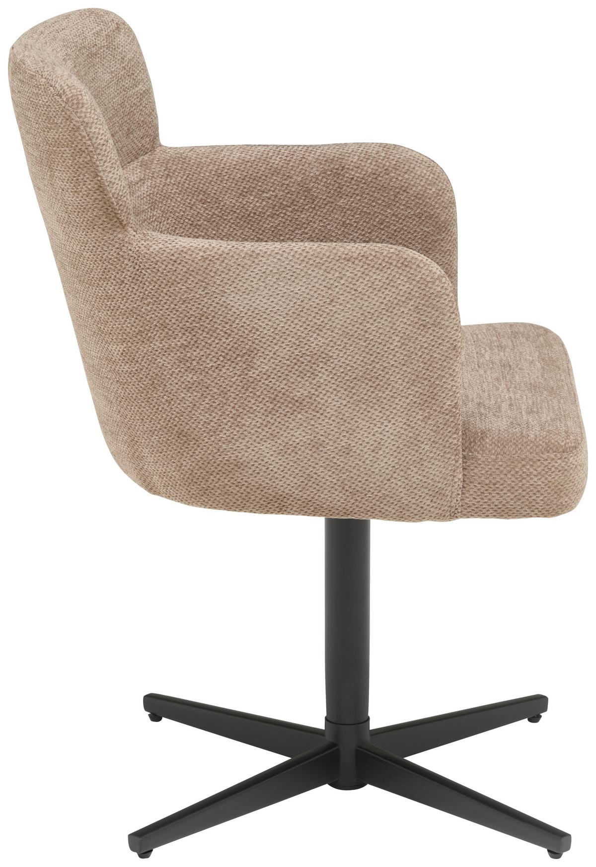 Armlehnstuhl Matteo Webstoff Braun, B: 58,5 cm - Schwarz/Braun, KONVENTIONELL, Holz/Textil (58,5/85/63cm) - Livetastic