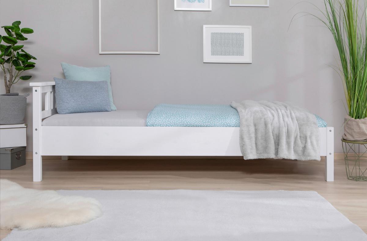 Posteľ z masívnej borovice Merci, 90x200cm, biela - biela, Konventionell, drevo (90/200cm) - MID.YOU