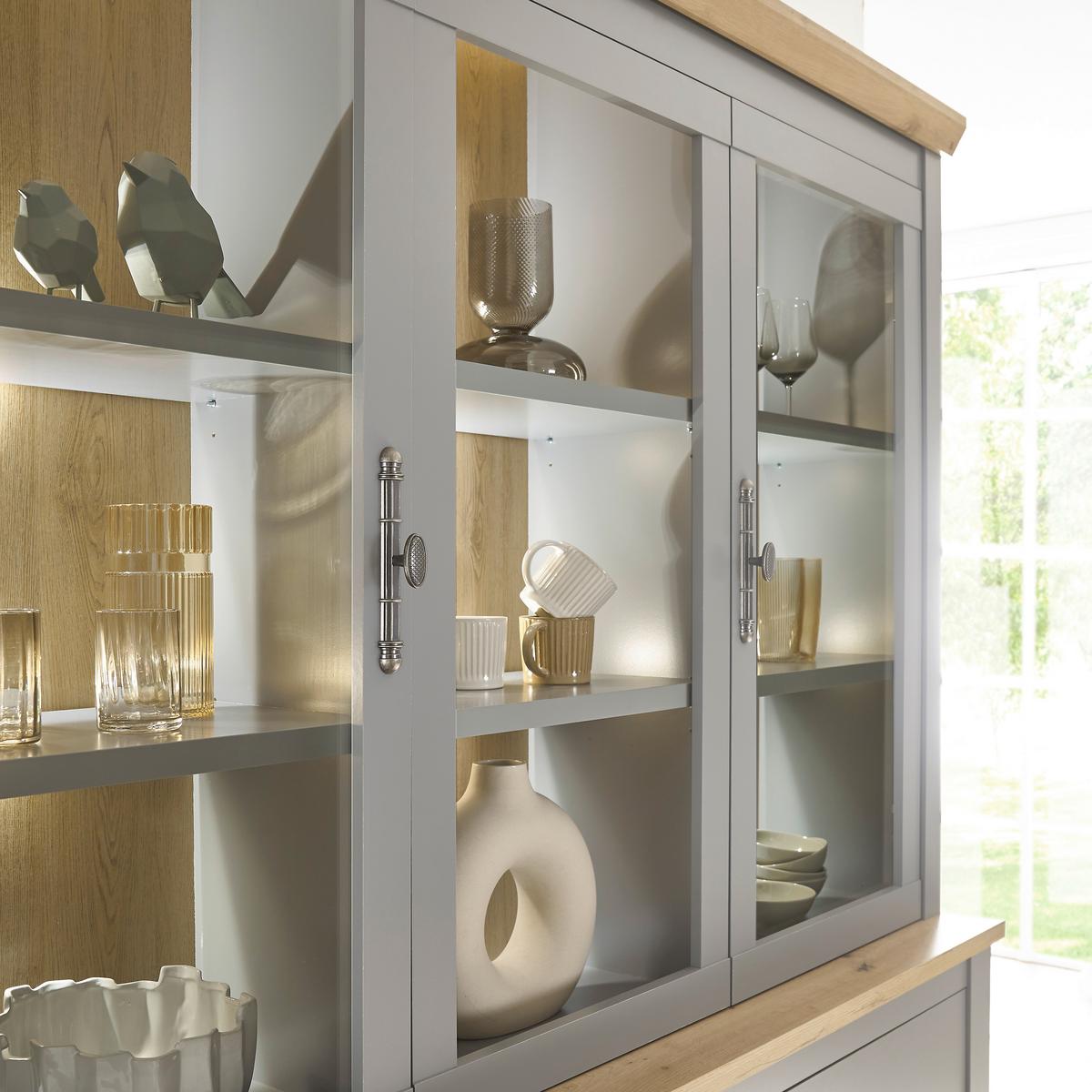 Buffet Chambord Hellgrau/Eiche Dekor B: 183cm - Eichefarben/Hellgrau, Design, Holzwerkstoff (183/206/44cm) - MID.YOU