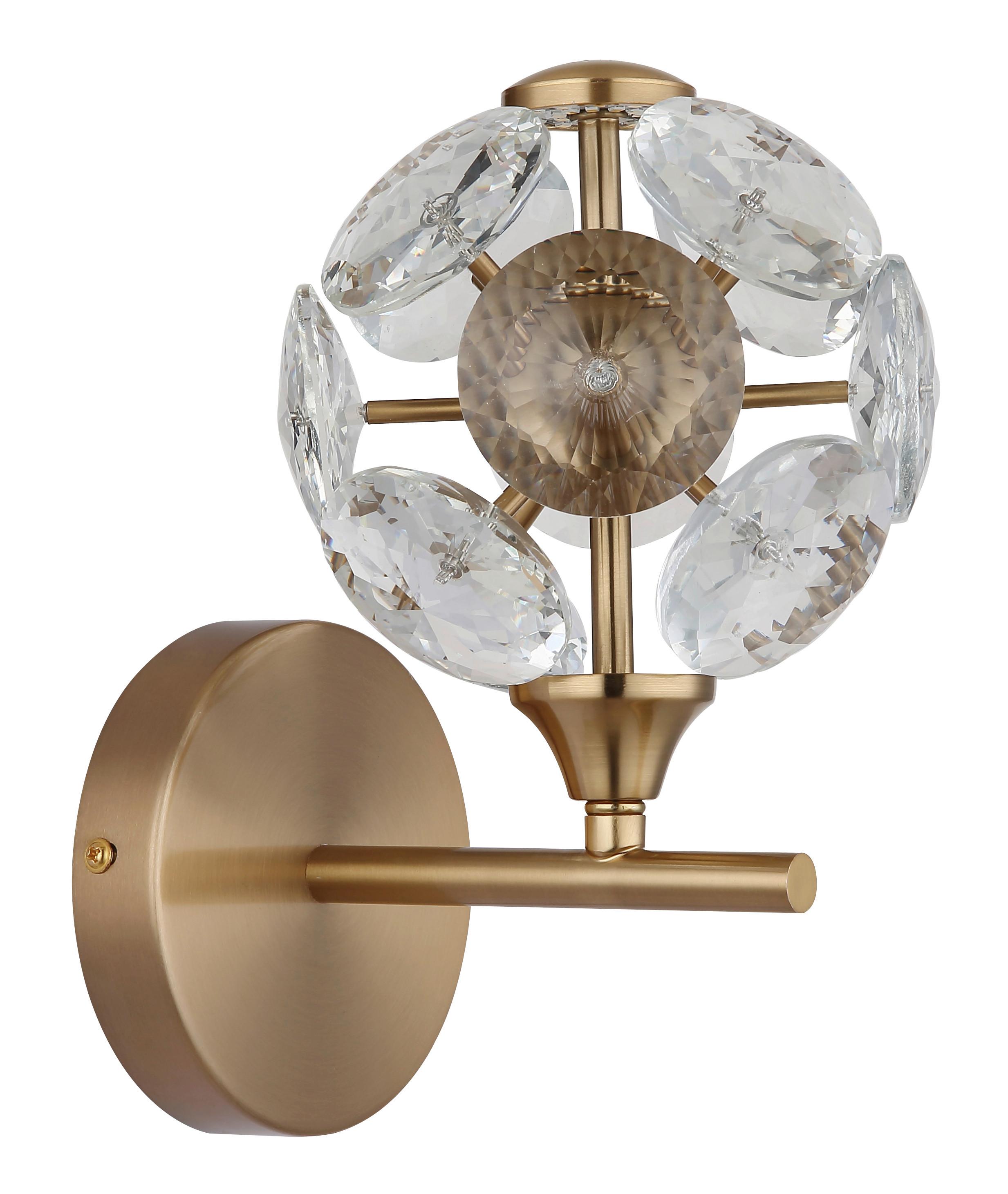 LED-Wandleuchte Virina Klar Goldfarben D: 15 cm - Klar/Goldfarben, KONVENTIONELL, Glas/Metall (15/24cm) - Globo