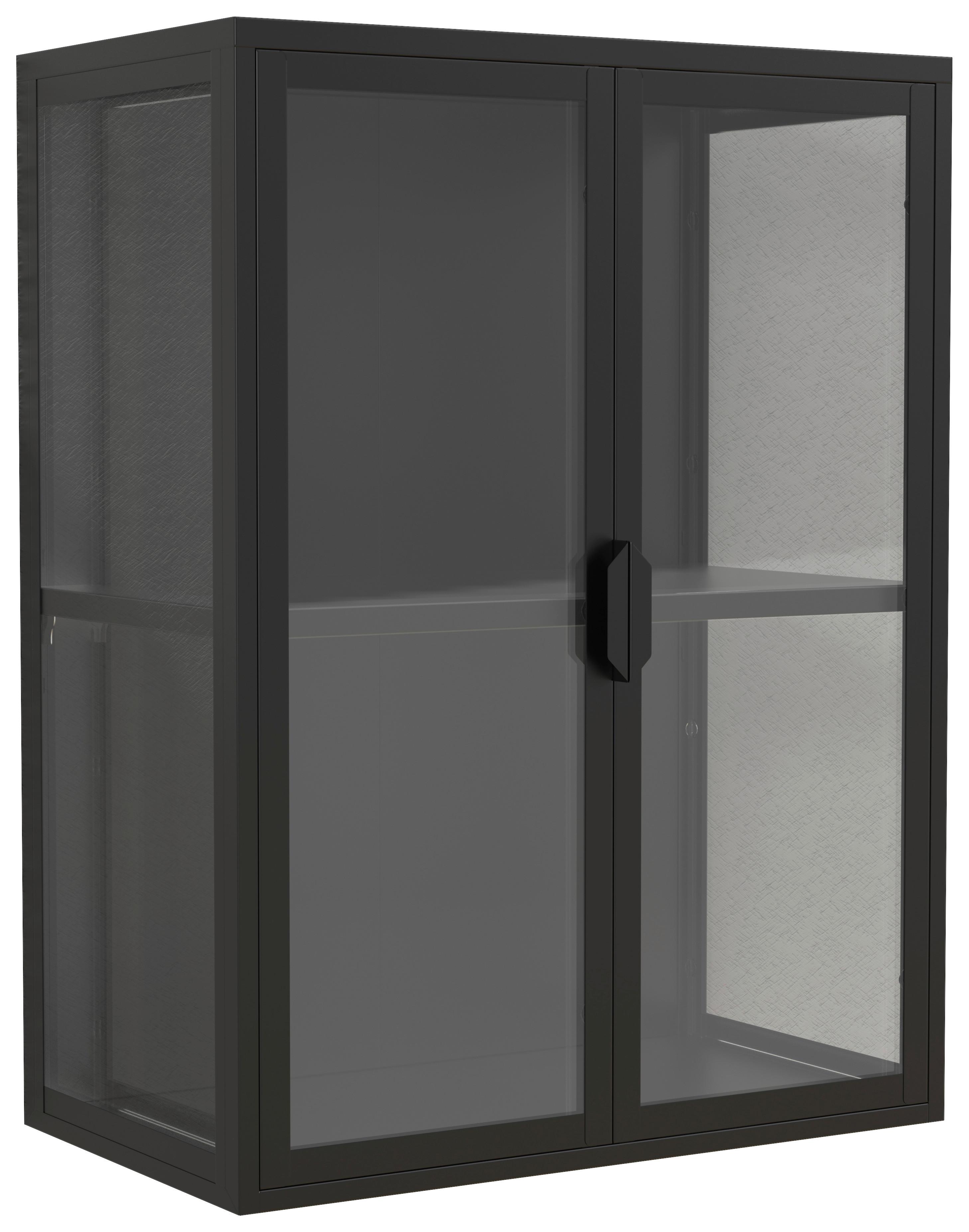 HÄNGEVITRINE Flokas Schwarz B: 60 cm - Transparent/Schwarz, Design, Glas/Metall (60/80/35cm) - MID.YOU
